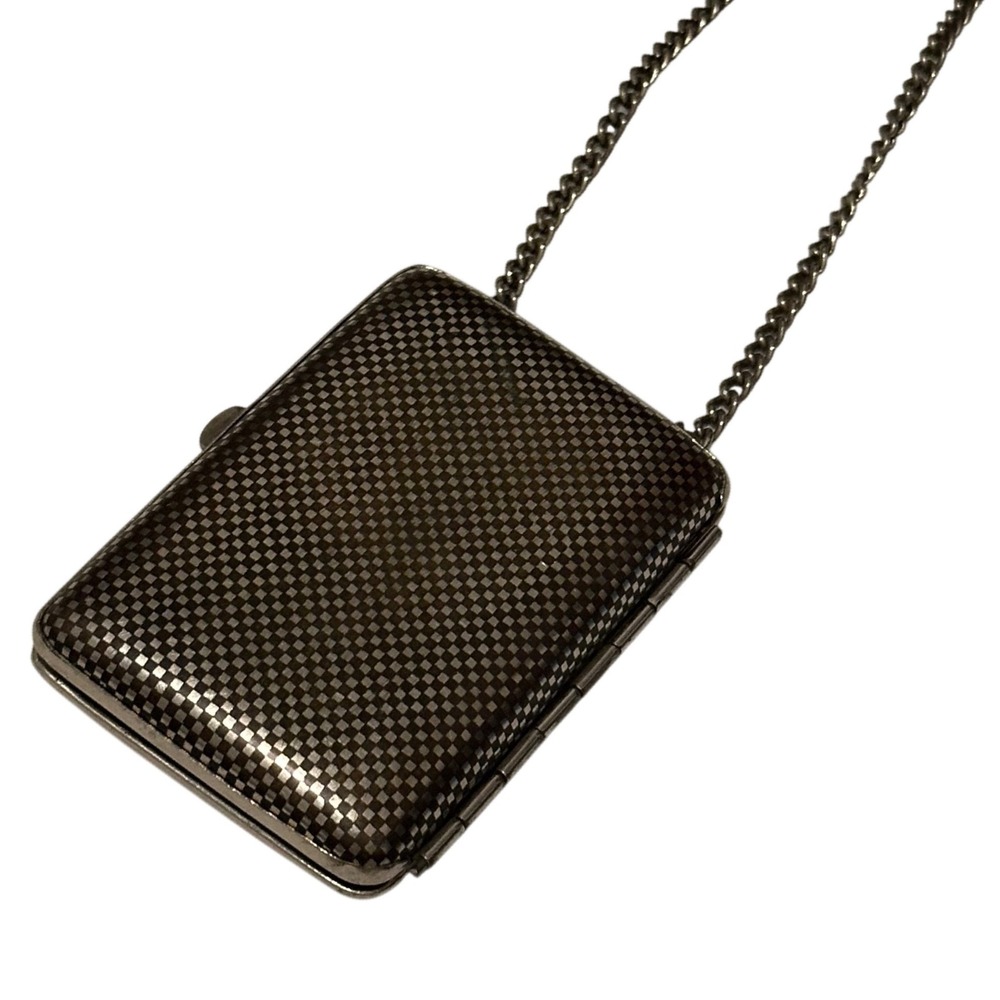 Unbranded Vintage Dance Compact Purse Womens Silver Fair Checkered Art Deco